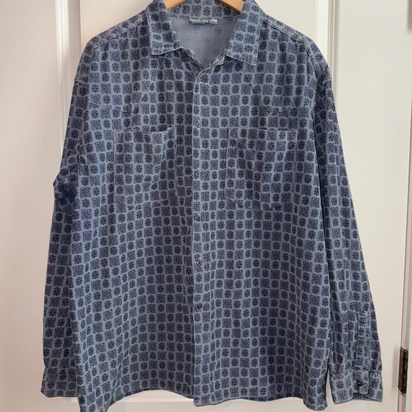 Gramicci Men’s Blue Patterned Button-Up Shirt 100% Cotton Size Large - Picture 1 of 8